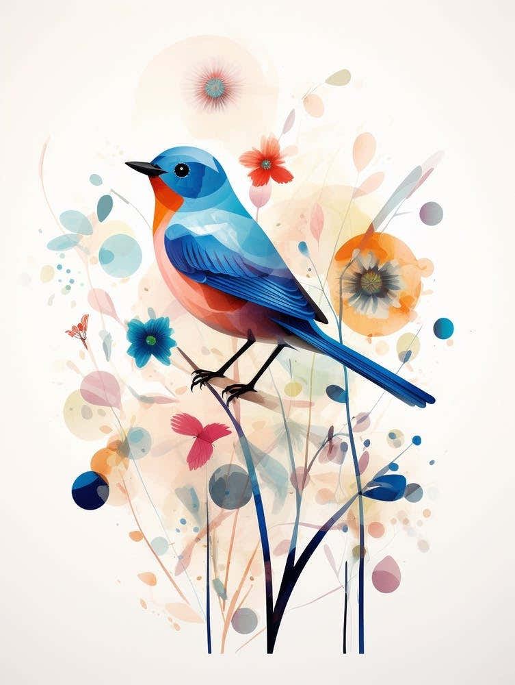 Bird Painting Collage Eastern Bluebird 4