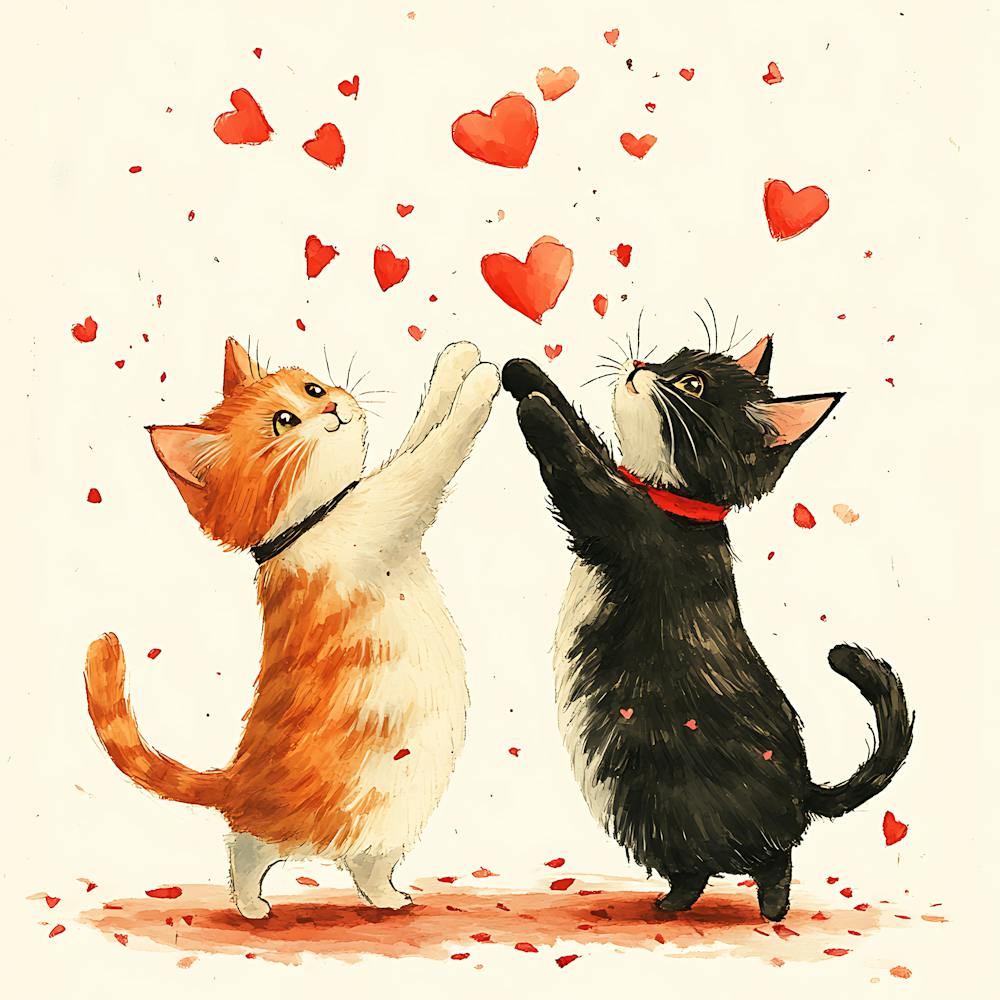 Dancing Cats Under Falling Heart 5