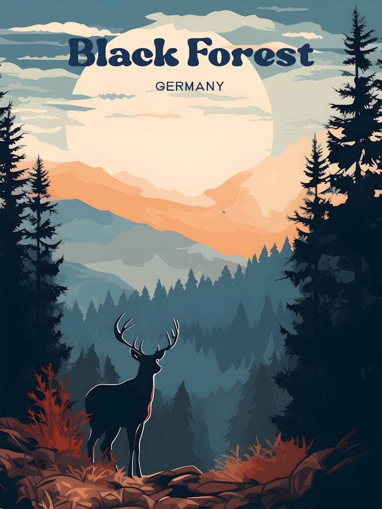 Forêt-Noire, Allemagne - Illustration de Voyage Faune
