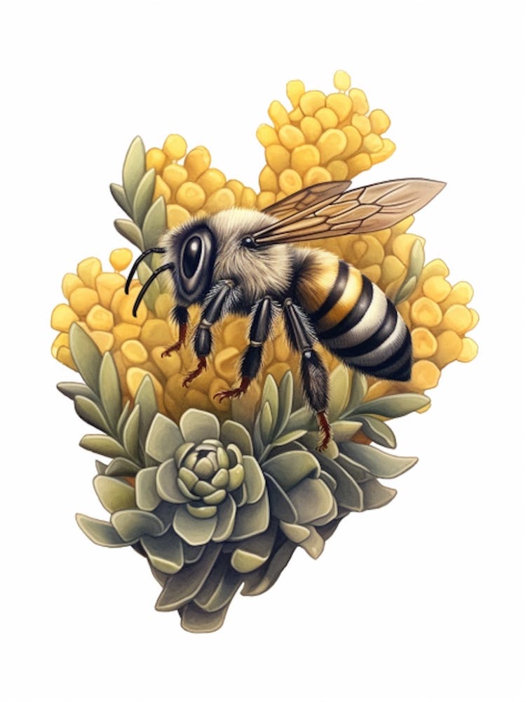 Northern Colletes Bee Beehive Watercolour Illustration 3