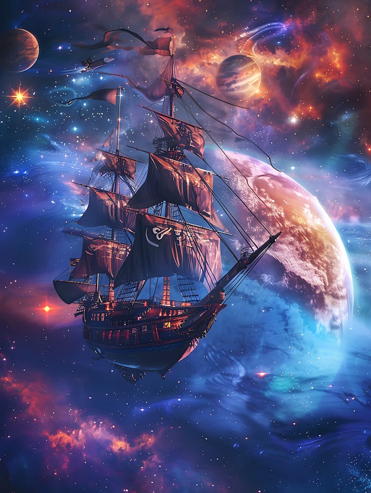 Fantasy Ship Floating in the Galaxy 20
