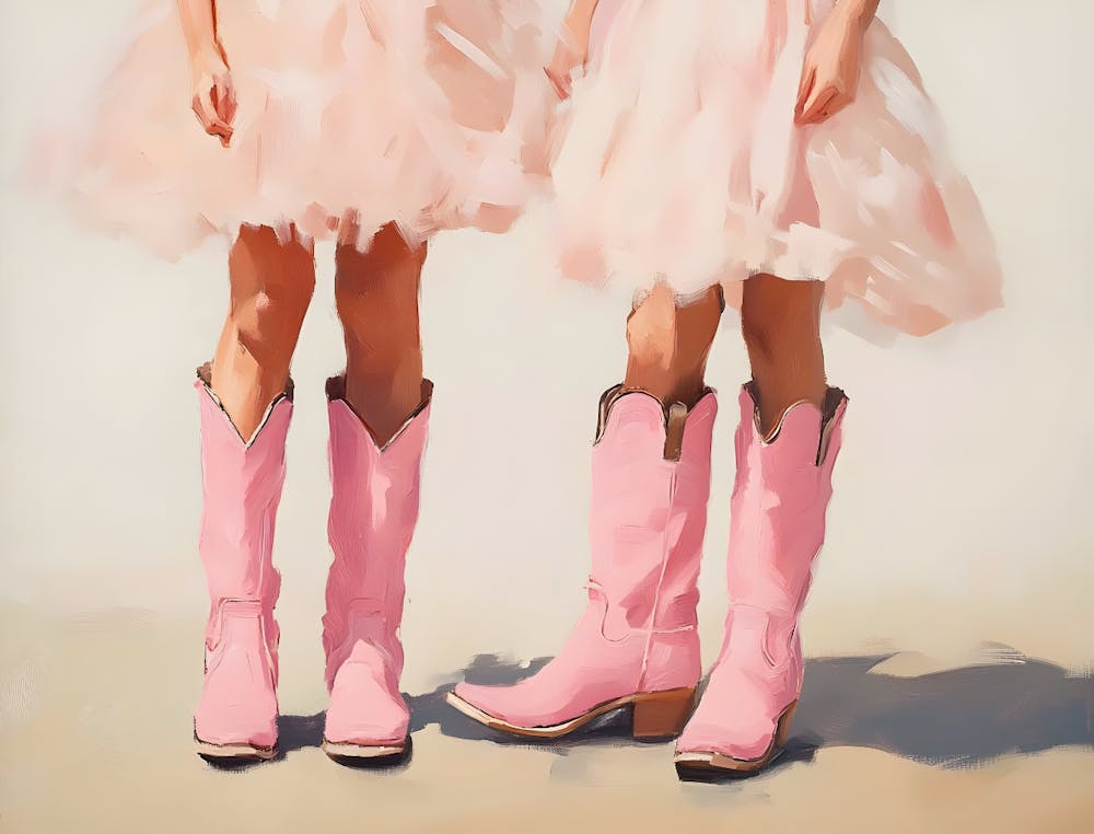 Two Girls In Pink Cowboy Boots