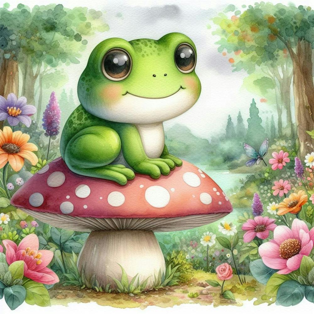 Frog On A Mushroom