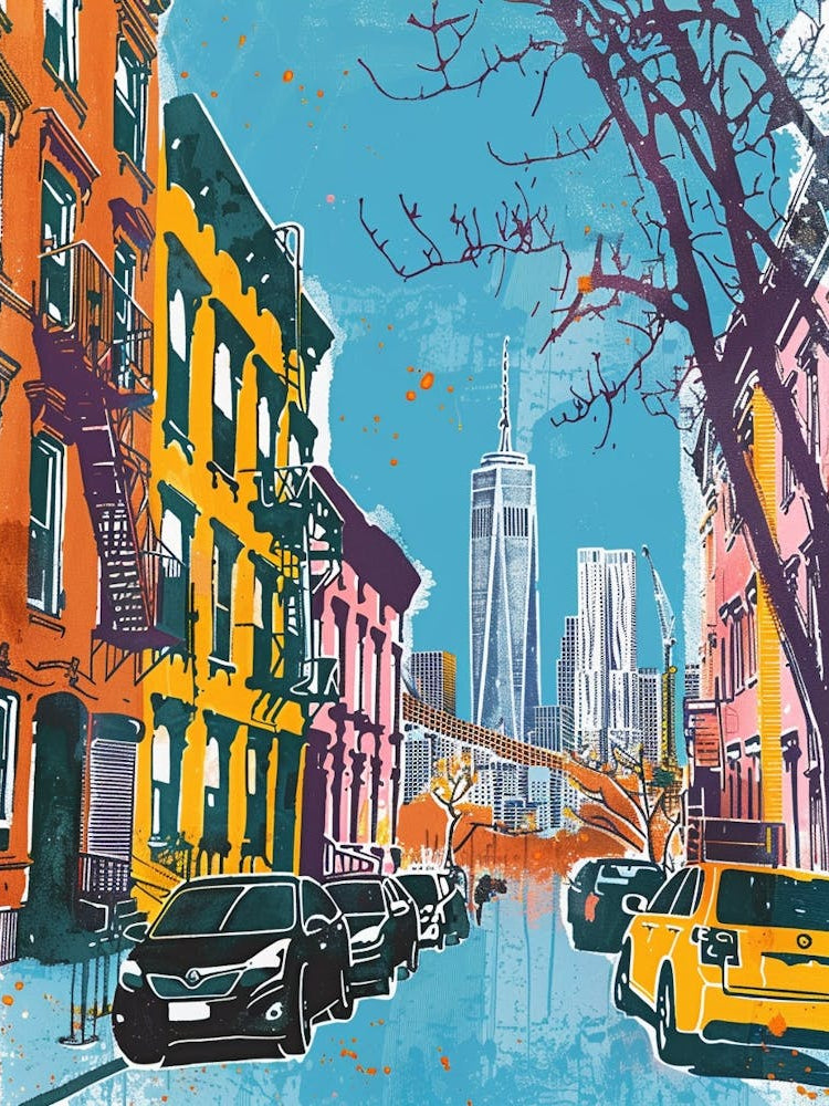 Williamsburg New York Colourful Silkscreen Illustration 3