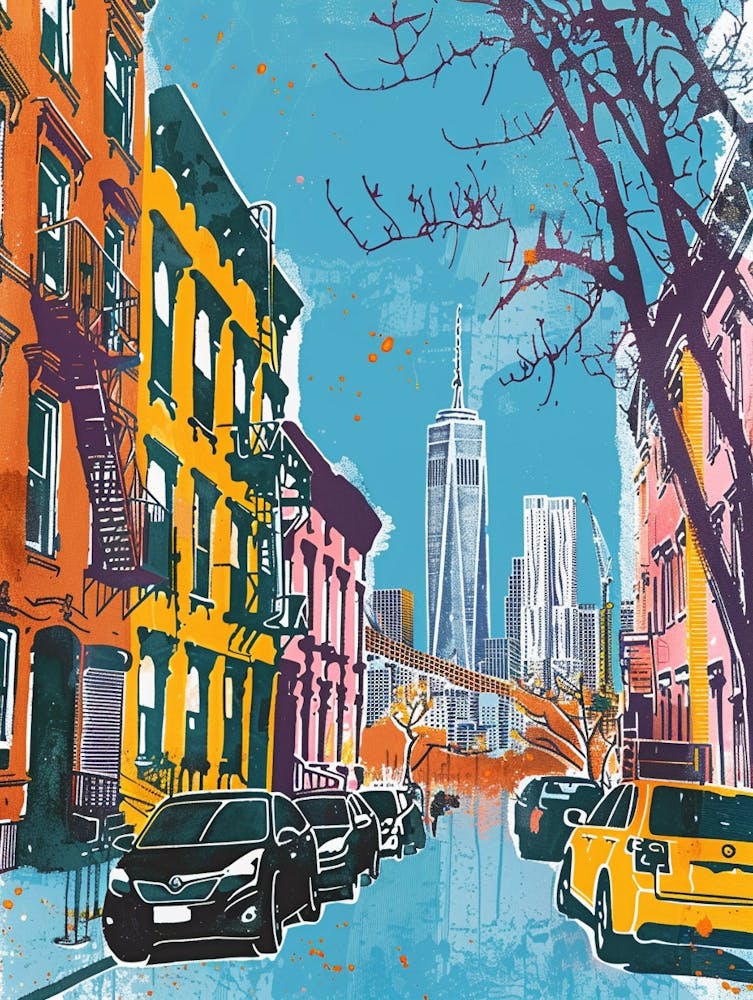 Williamsburg New York Colourful Silkscreen Illustration 3