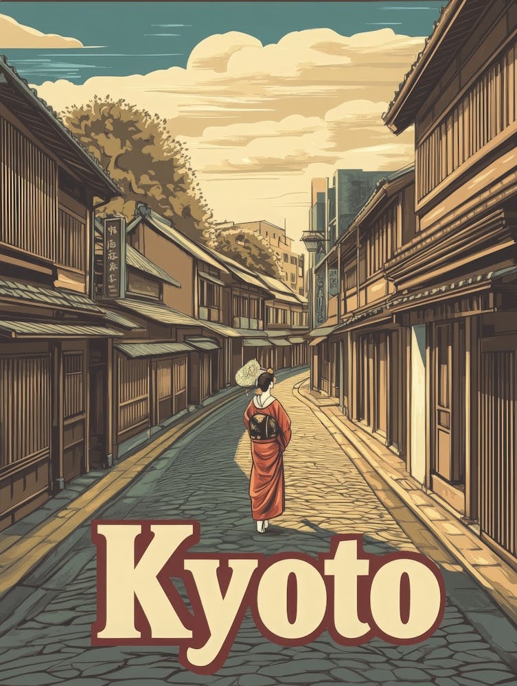 Aihrgdesign A Retro Travel Poster For Kyoto 2