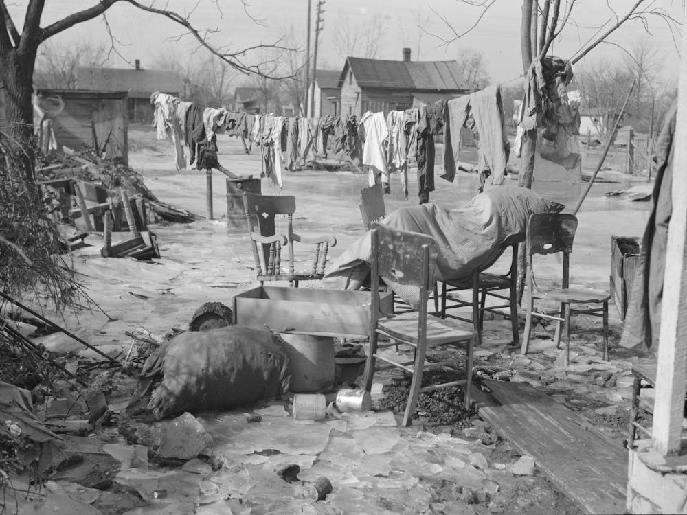 A Backyard In Maunie, Illinois, After The Flood By Russell Lee