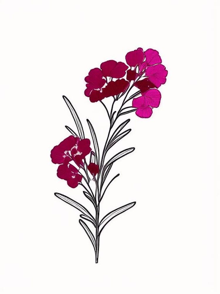 Sweet William Floral Minimal Line Drawing 1 Flower