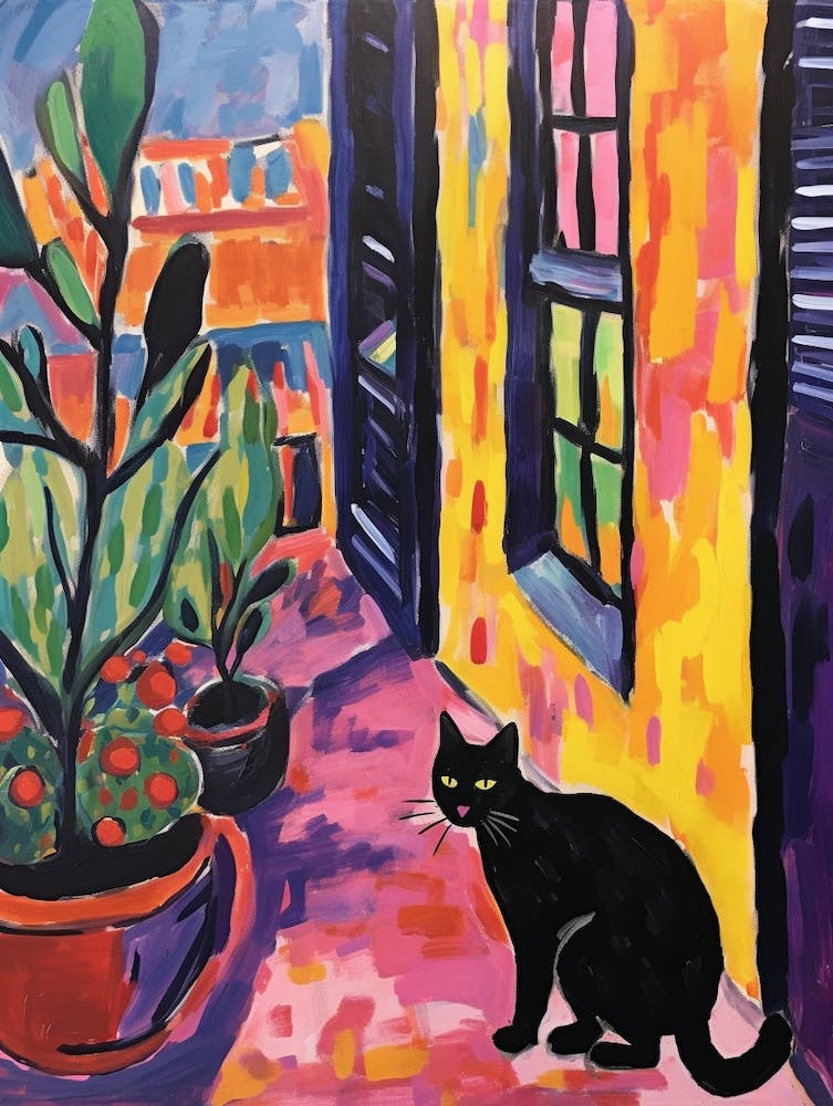 Painting Of A Cat In Montepulciano Italy 1
