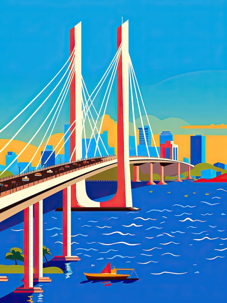 Bandra Worli Sea Link Bridge, India Colourful 3