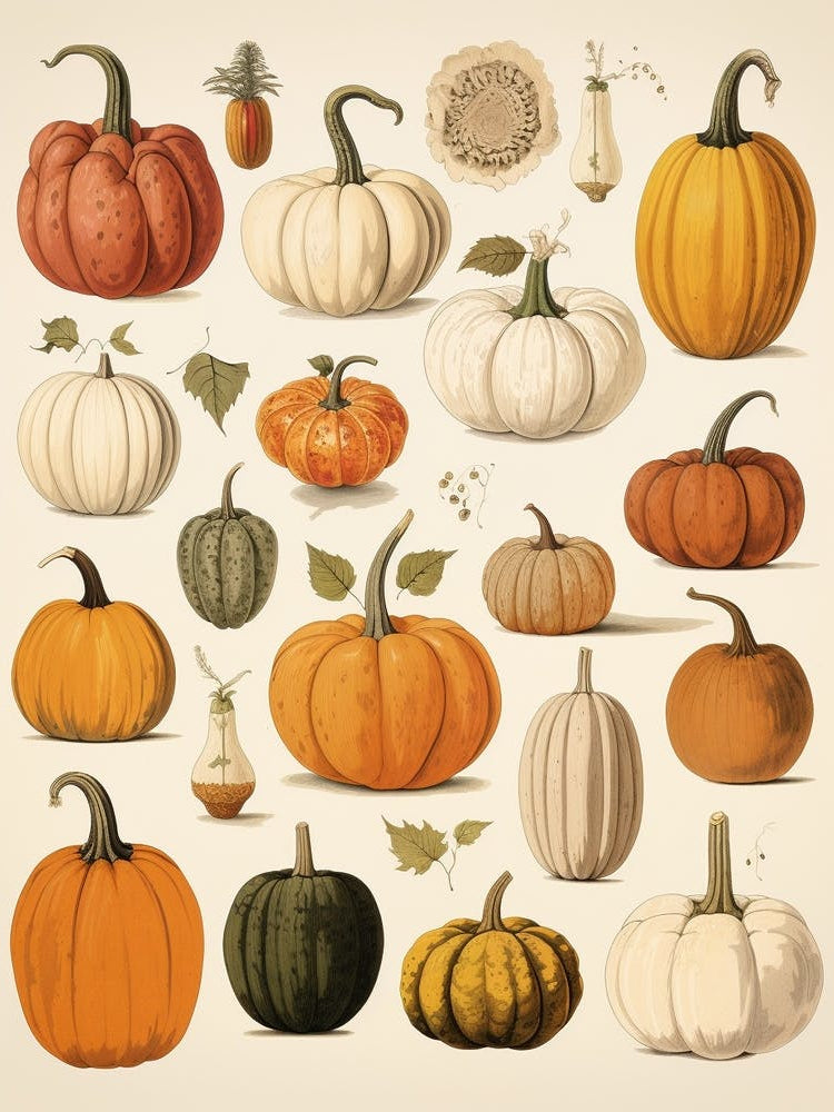 Vintage Style Pumpkin Drawing 3