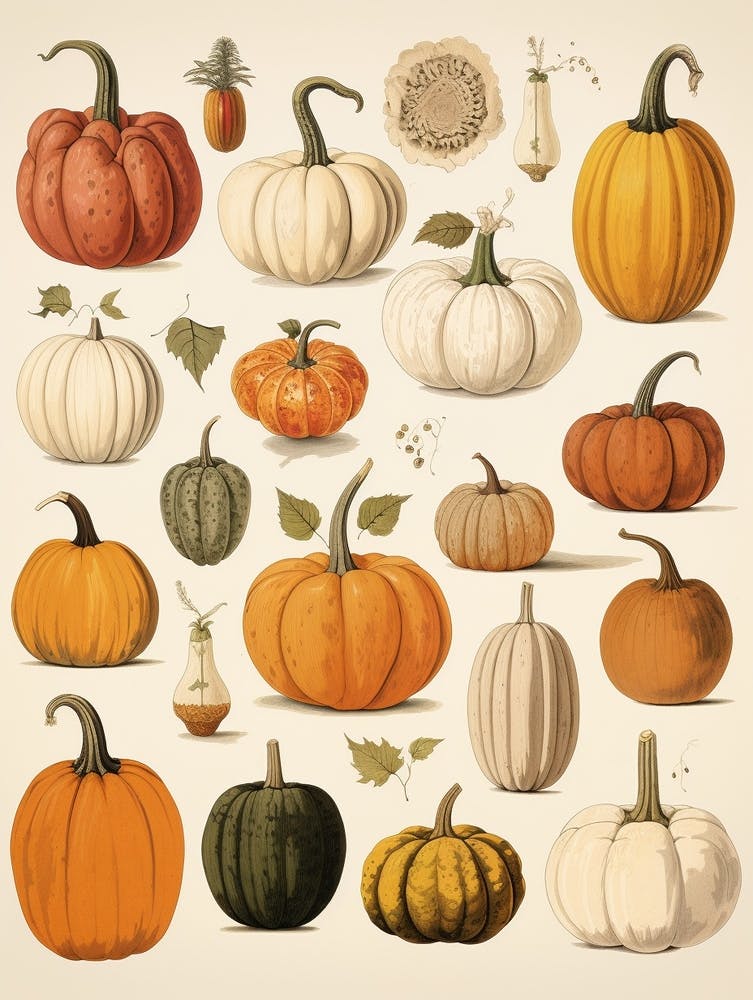 Vintage Style Pumpkin Drawing 3