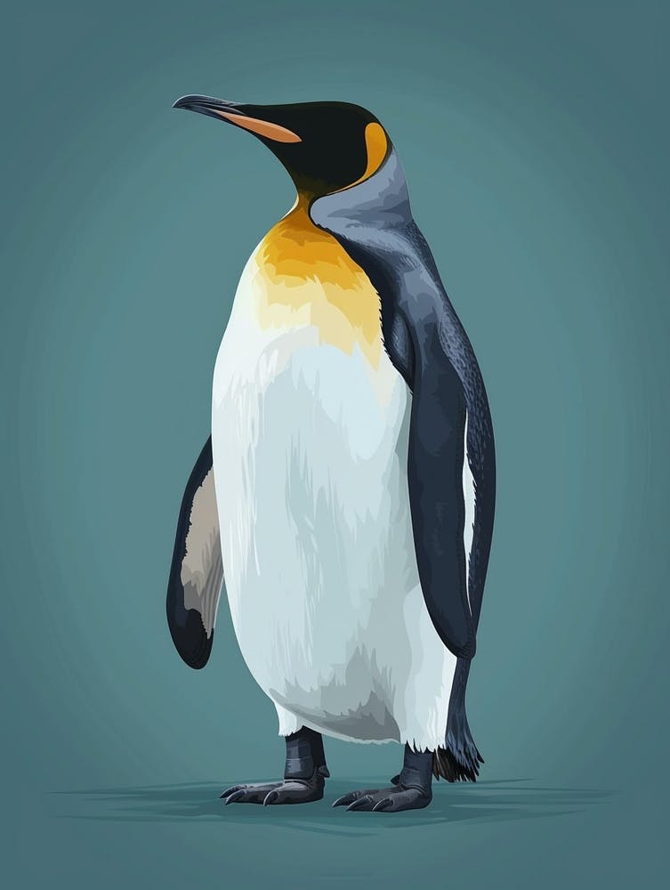 King Penguin Livingston Island Minimalist Illustration 1