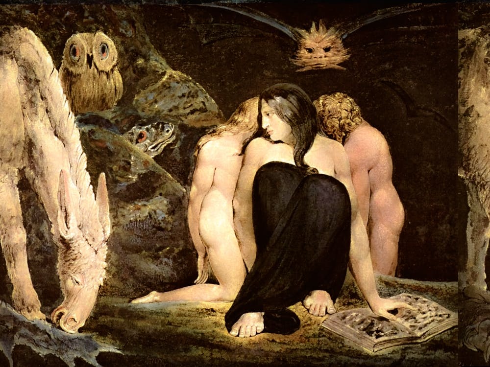 "Hekate" Rare early depiction of Hekate or Hecate - Goddess of Witches by English painter and poet William Blake (1757-1827) Ancient Artwork Named "The Night of Enitharmon's Joy" First Pagan Witchy Witchcraft Witchcore Gothic Unusual RENAISSANCE