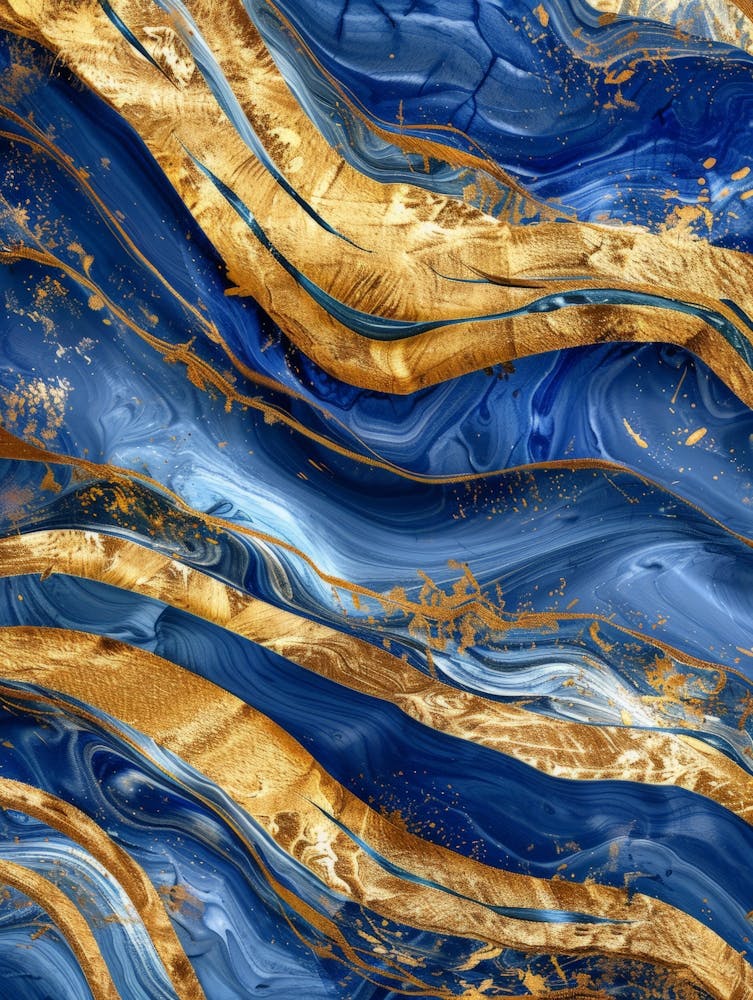 Blue And Gold Abstract Painting 11