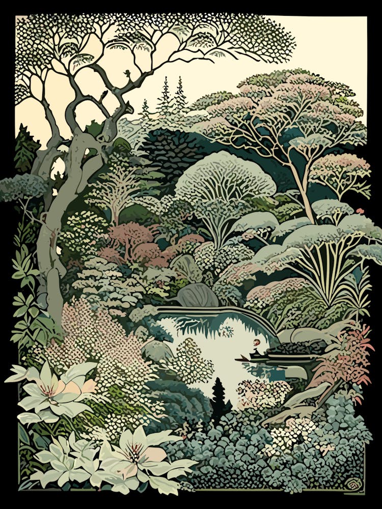 Portland Japanese Garden 1, Usa Vintage Botanical