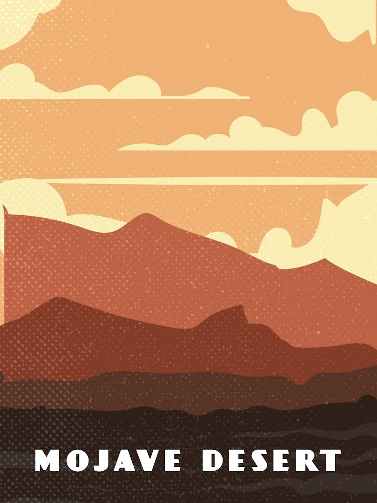 Mojave desert. USA, California — Retro travel minimalist poster