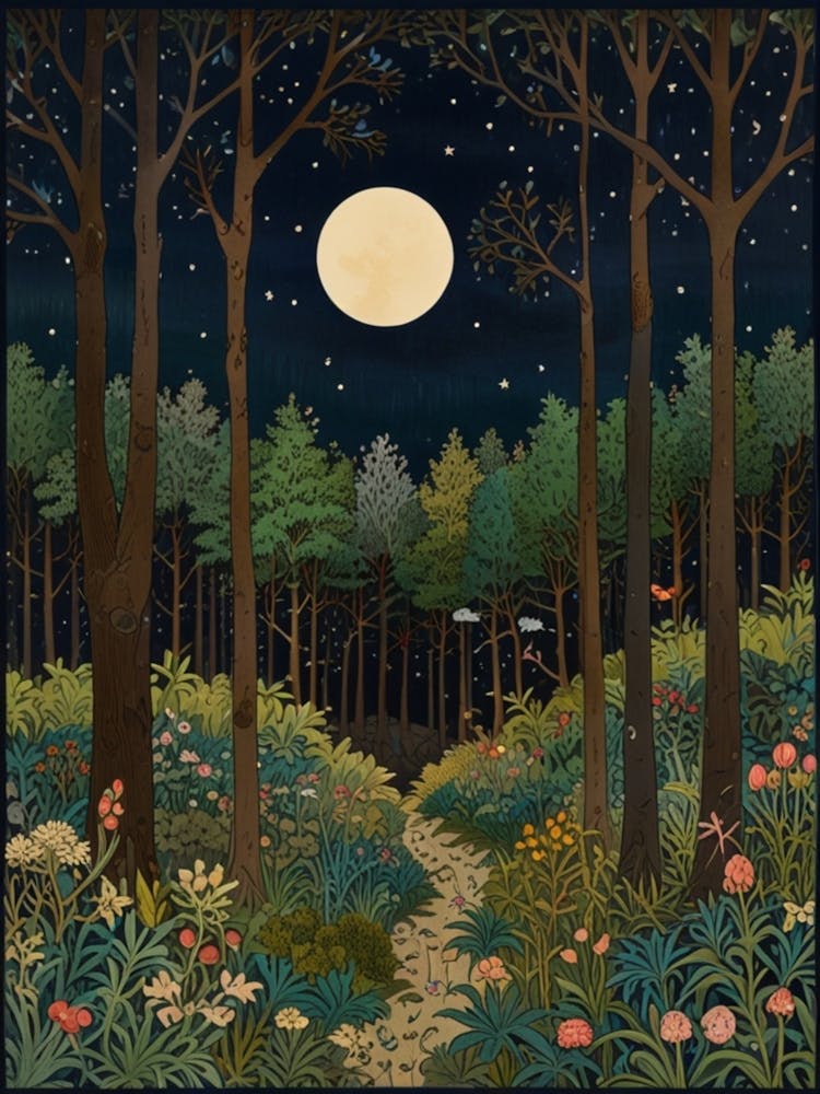 William Morris Moonlight In The Woods 136