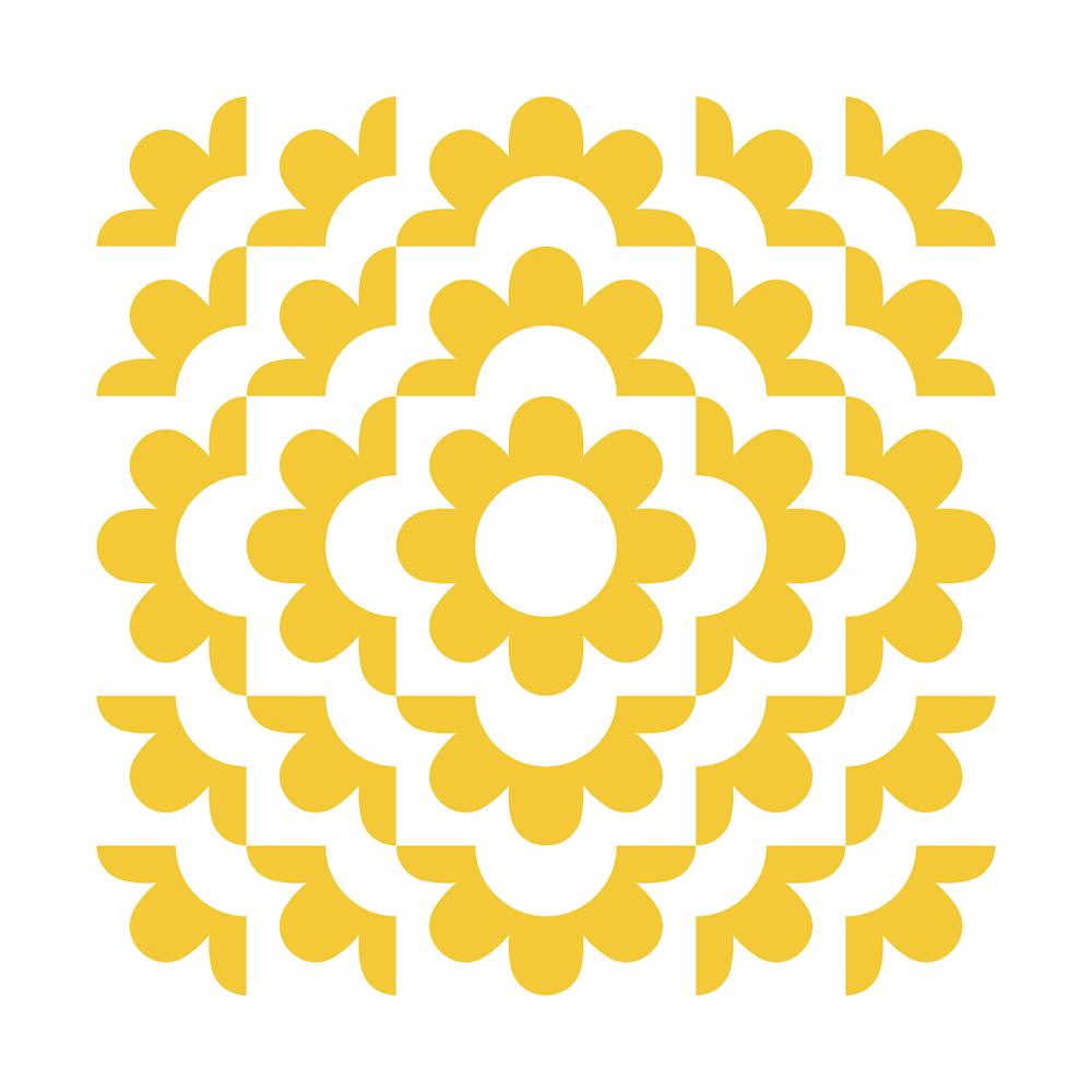 Midcentury Modern Abstract Geometric Flower Pattern Floral in Mustard Yellow Gold 3