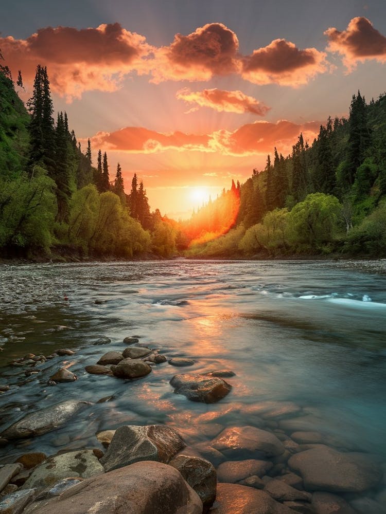 Sunrise Over A River 1