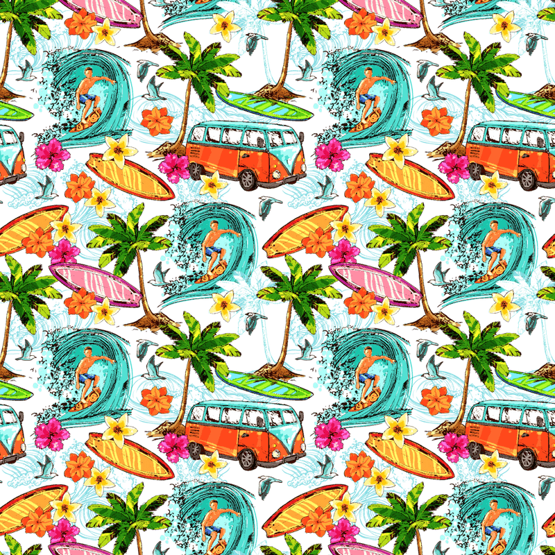 Surfing Pattern Palm Trees Seamless