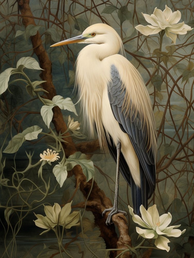 Dunkle und stimmungsvolle botanische Reiher 3