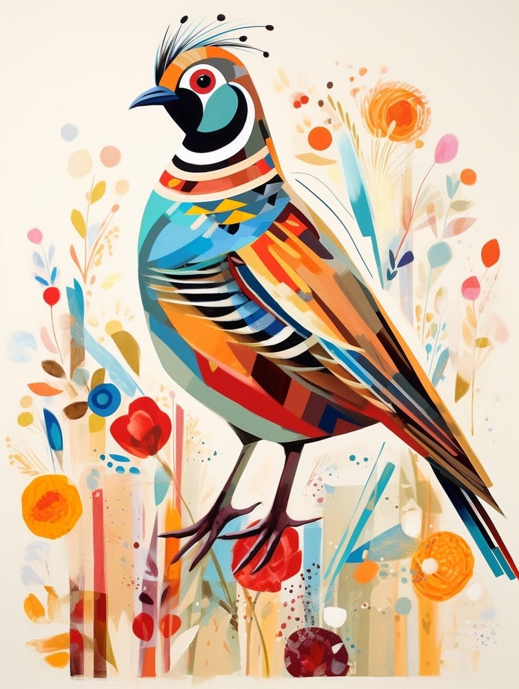 Bird Painting Collage Partridge 1