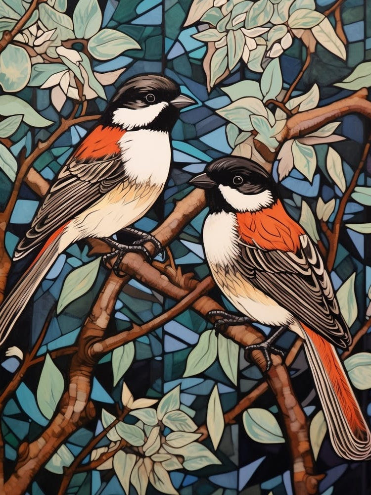 Art Nouveau Birds Poster Carolina Chickadee 2