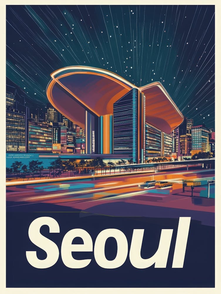 Aihrgdesign A Retro Travel Poster For Seoul 1