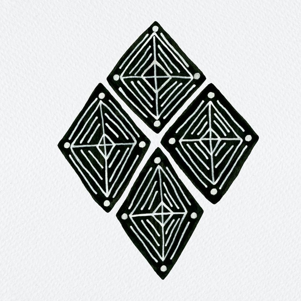Diamant Tribal Noir Ethnique