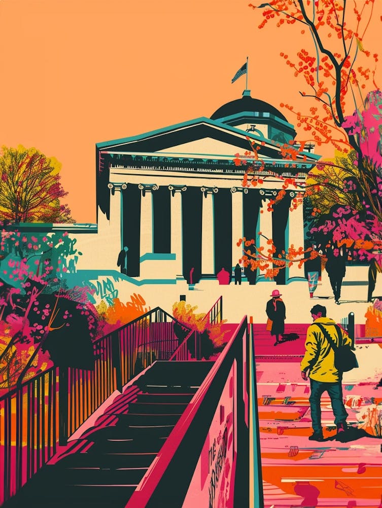The Brooklyn Museum New York Colourful Silkscreen Illustration 1