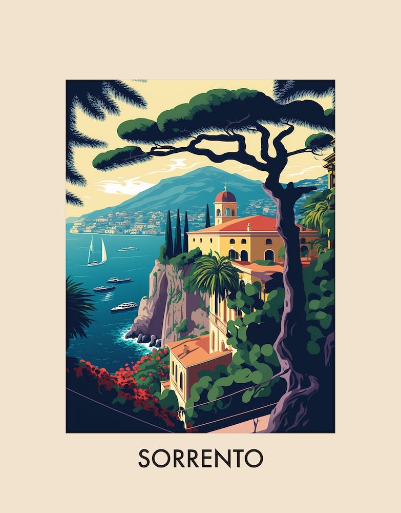 Sorrento Italy Vintage Travel Poster