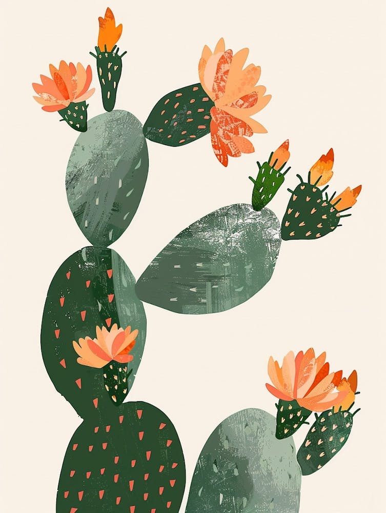 Nopal Cactus Minimalist Abstract Illustration 2