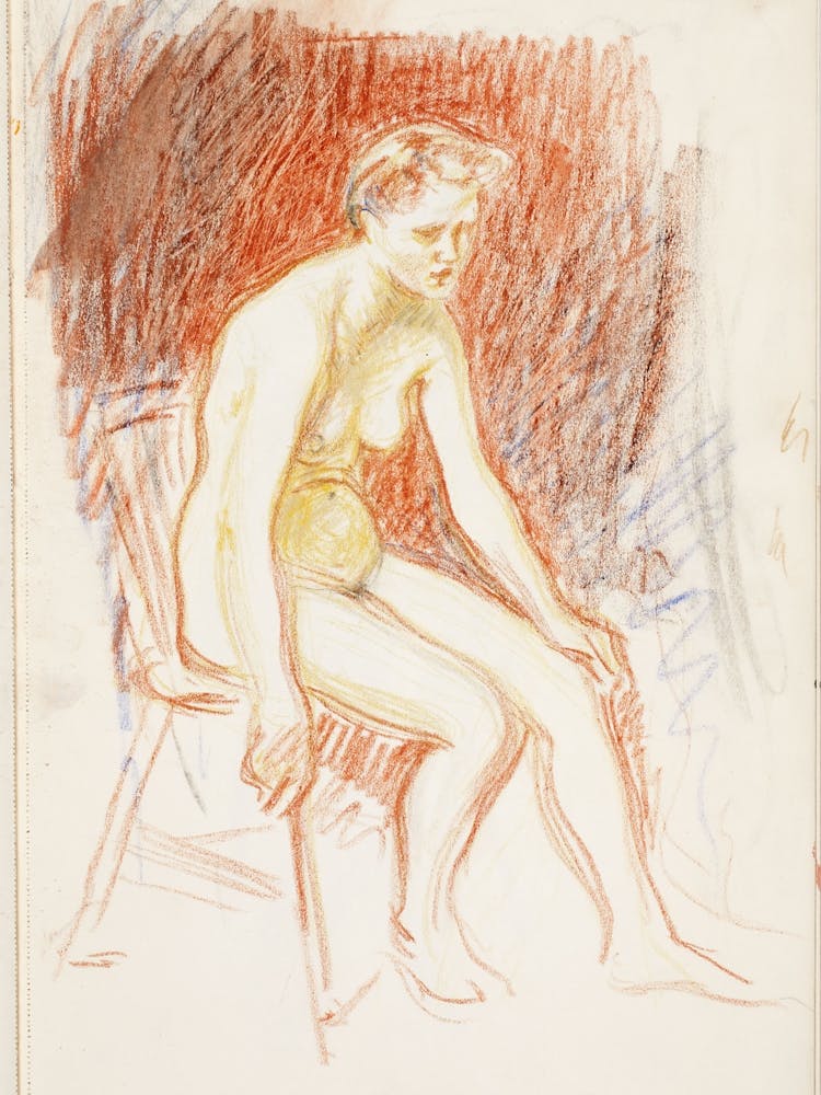 Istuva Alaston Malli, Luonnospart Of A Sketchbook By Magnus Enckell