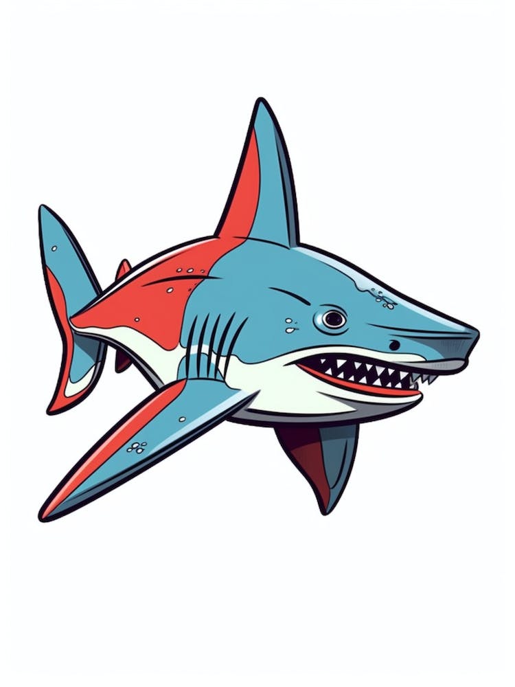 A Great Hammerhead Shark In A Vintage Cartoon Style 2