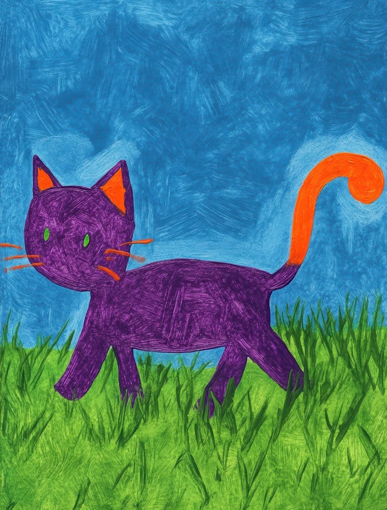 Purple Cat In The Grass