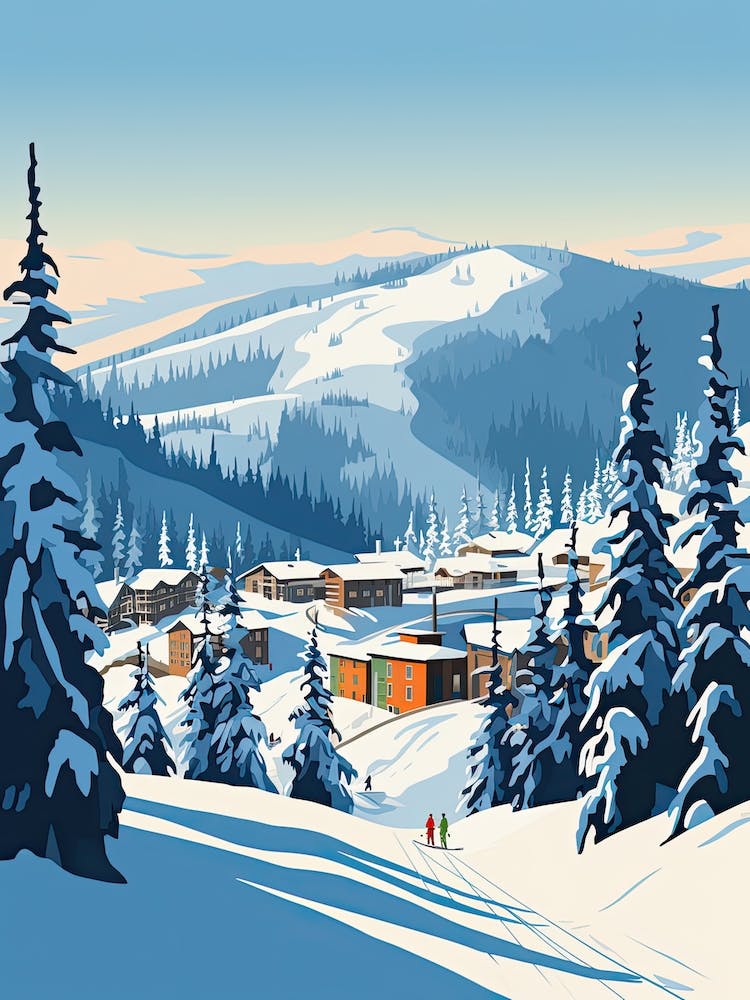 Sun Peaks Resort   British Columbia, Canada, Ski Resort Illustration 3 Simple Style