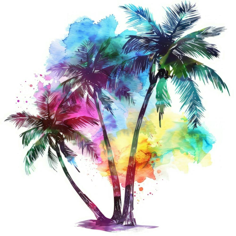 Watercolor Palm Trees 4