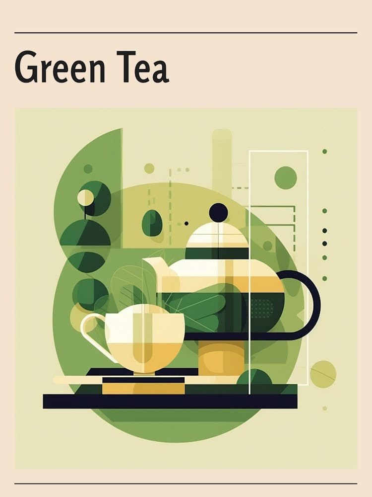 Green Tea Midcentury Modern Poster