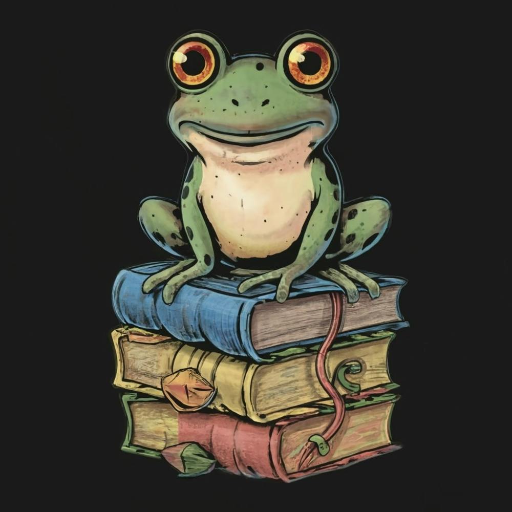 Whimsical Tshirt Design Of A Wise Frog Perched