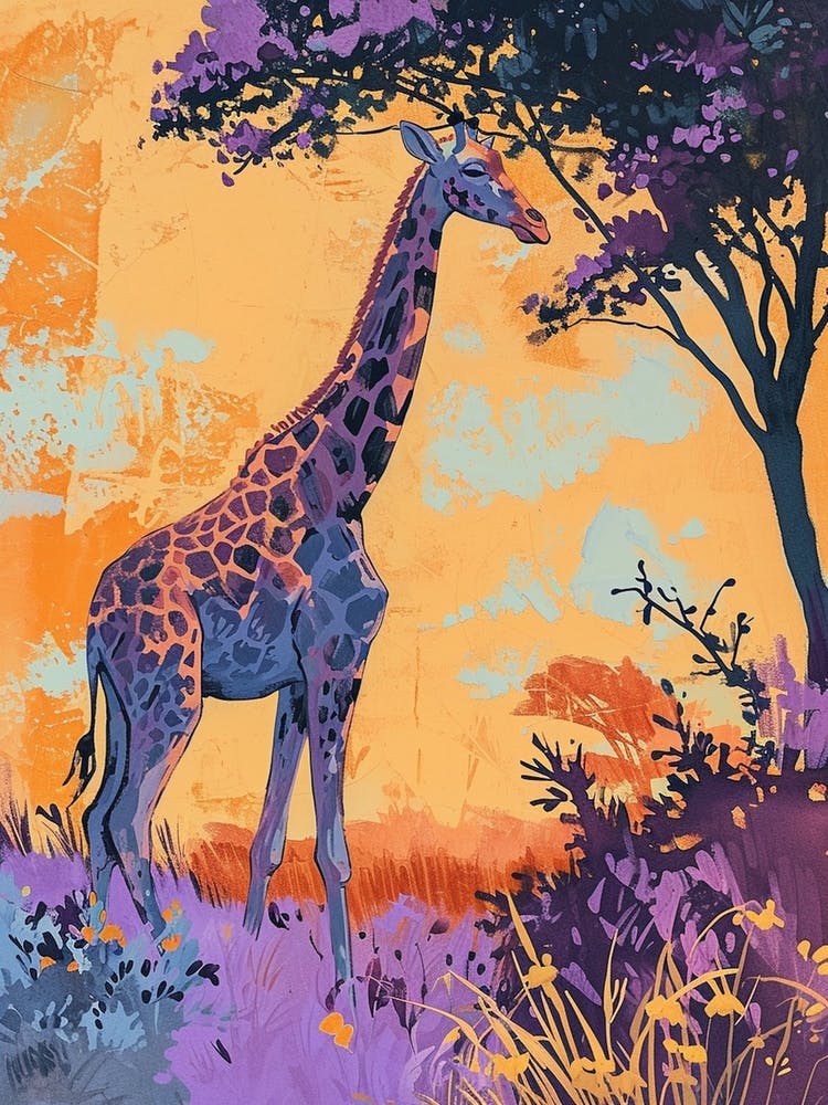 Purple Giraffe Illustration
