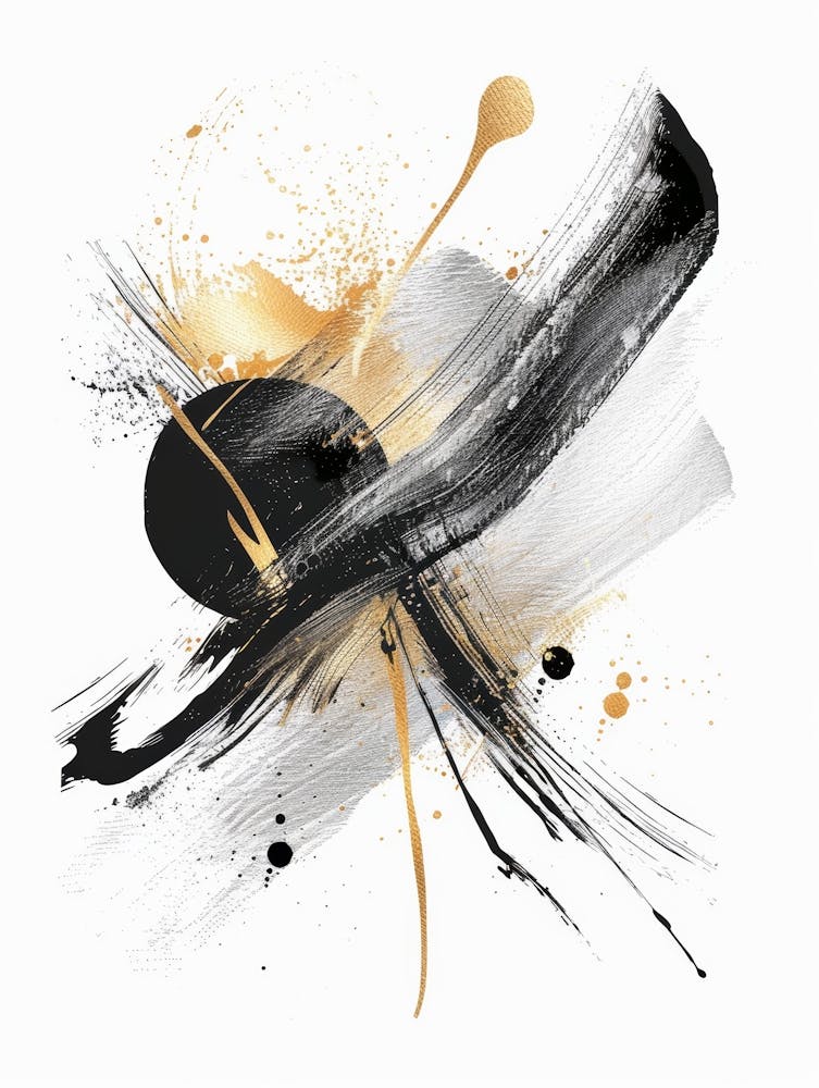 Abstract Black And Gold Painting 55