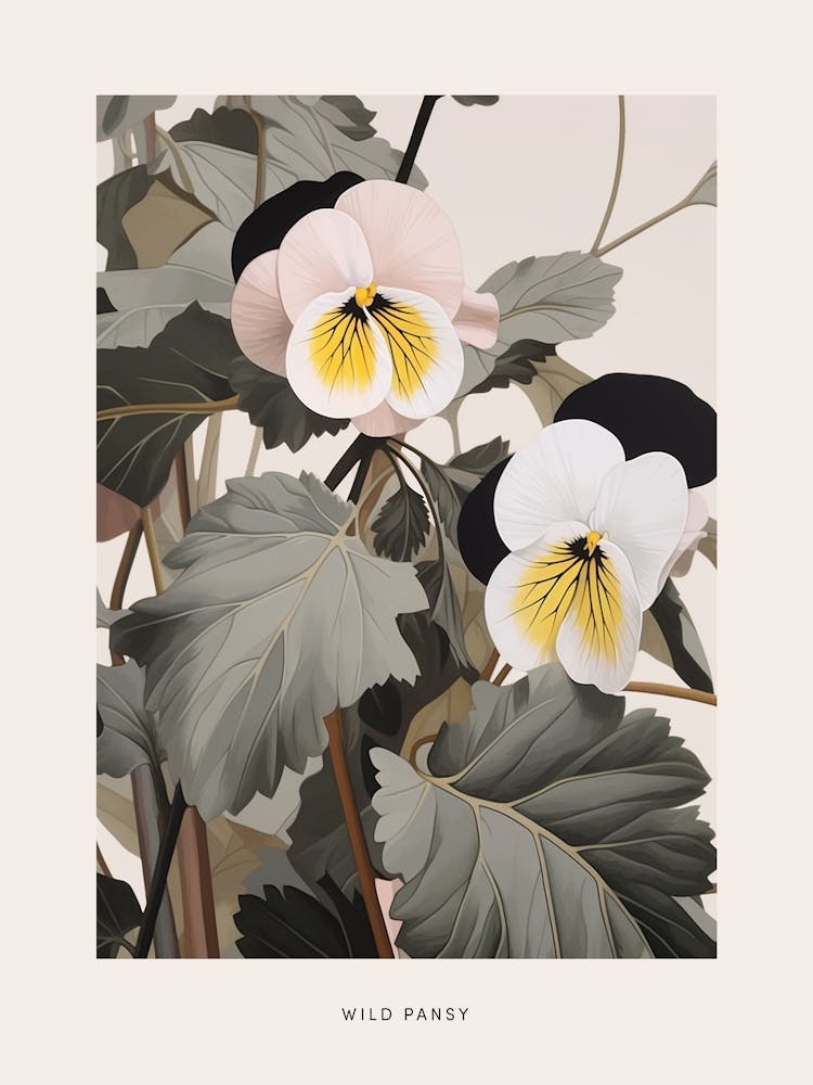 Illustration Florale Pensée Sauvage 4 Affiche
