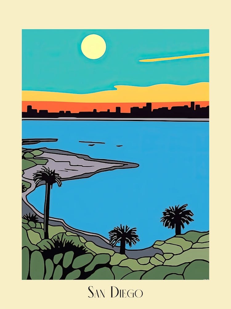 Poster Of Minimal Design Style Of San Diego California, Usa 3