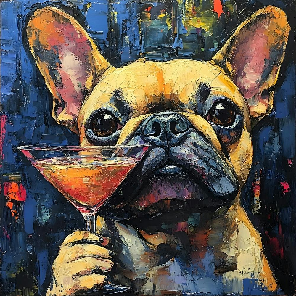 Frenchie With Martini 4