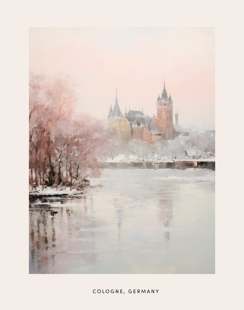 Dreamy Winter Painting Poster Cologne Germany 1