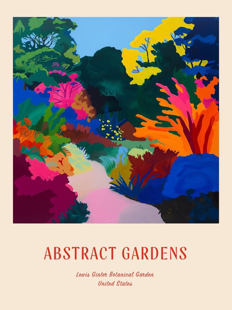 Colourful Gardens Lewis Ginter Botanical Garden Usa 1 Red Poster