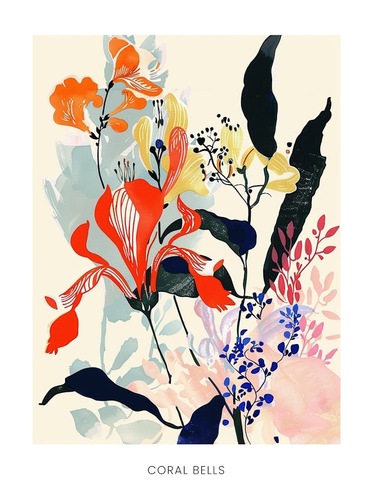 Colourful Flower Illustration Poster Coral Bells 4