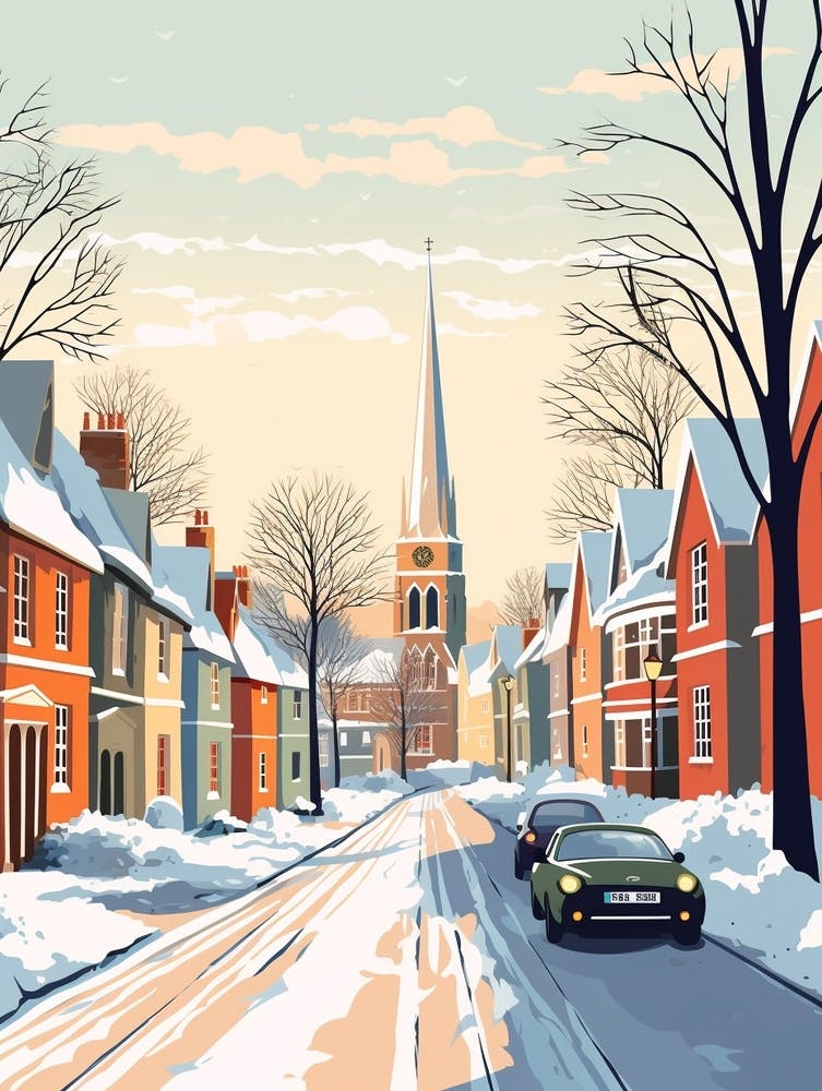 Vintage Winter Travel Illustration St Andrews United Kingdom 2