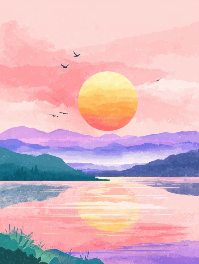 Sunset Over Lake